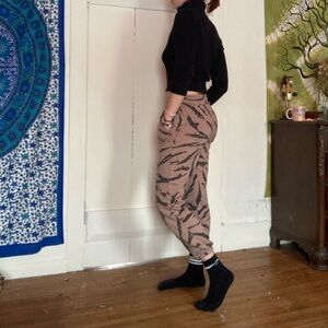 Women’s Hippie Rose, Size small, brown + black zebra print sweatpants